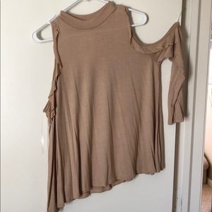 NWT Filly Flair Tan Cold Shoulder Top